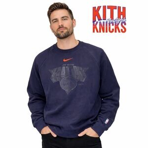 KITH x Nike New York Knicks Fleece Crewneck Sweatshirt Black Size XL Limited